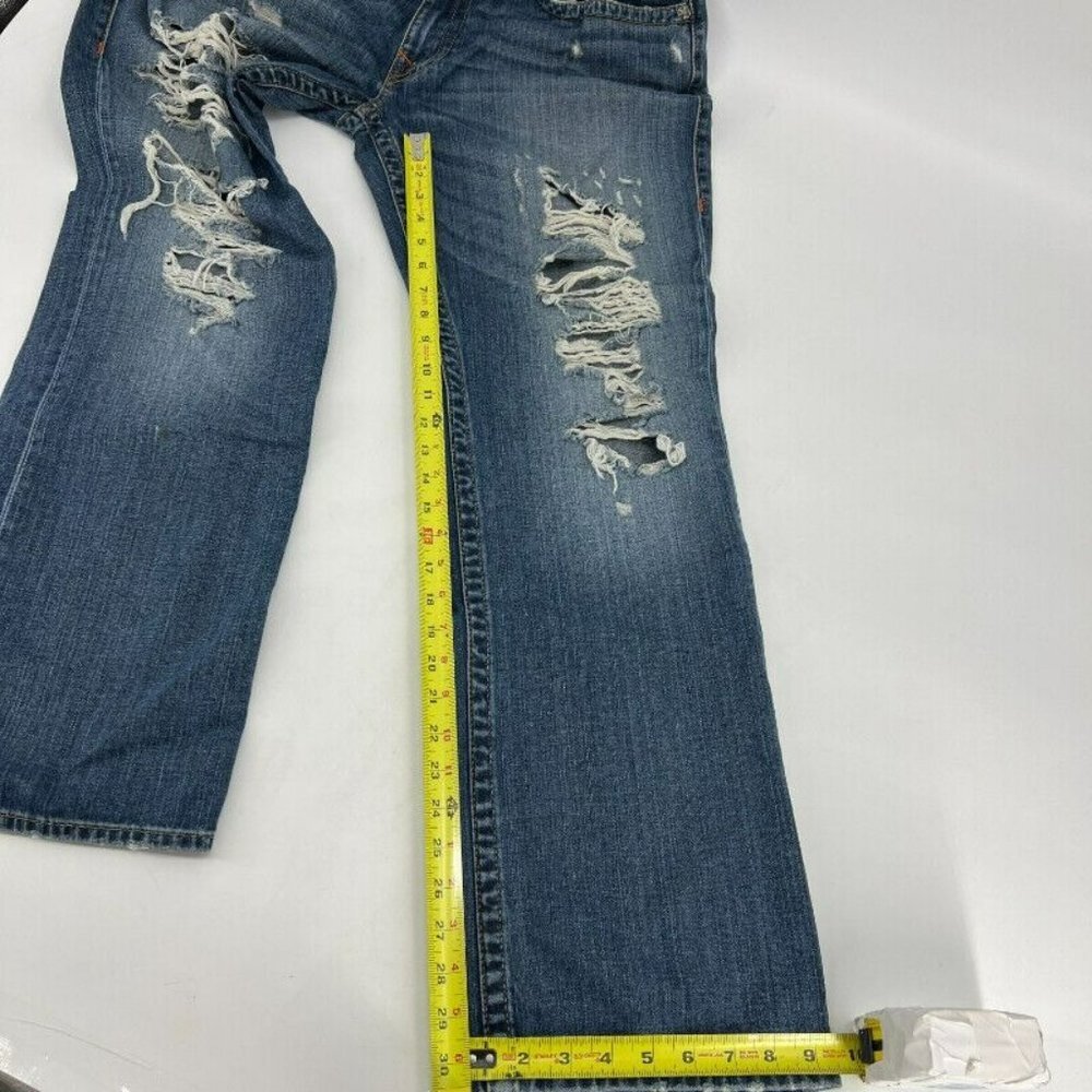 True Religion Medium Wash Distressed Straight Flared Jeans Mens Size 38 - Picture 7 of 9